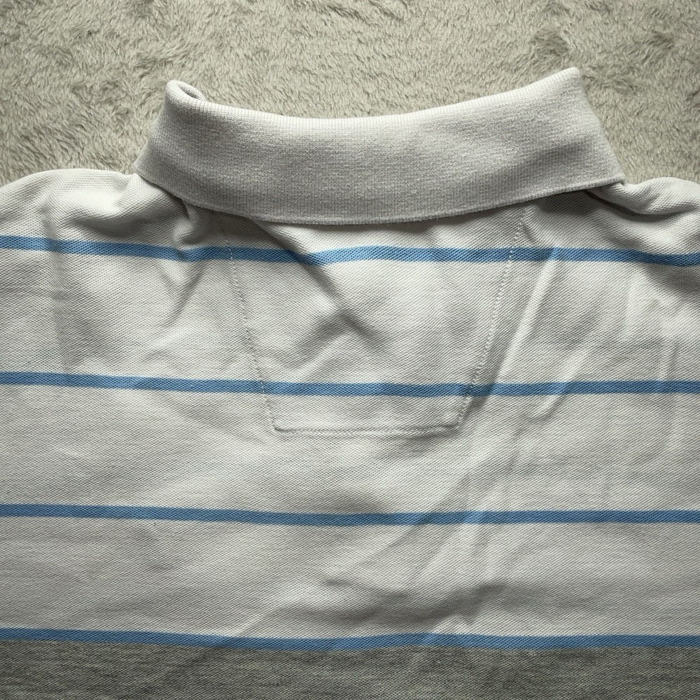 Vintage Y2K Nautica Performance Deck Polo Shirt Men's L Striped Blue Logo Preppy - Picture 7 of 11